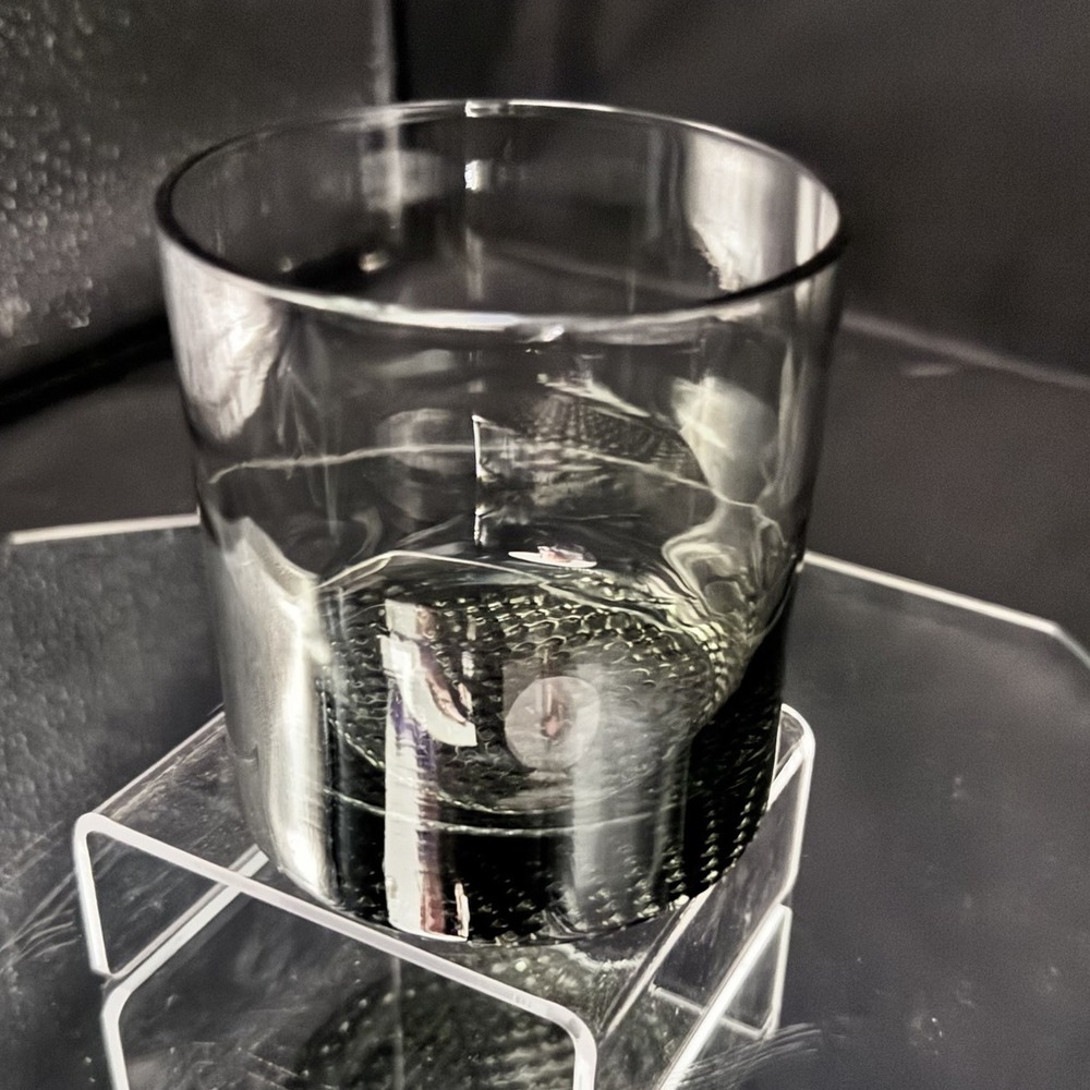 Vintage MCM Whiskey Shooter Lowball Smokey‎ Color Glass W Textured Flat Bottom